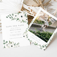 Botanische Aquarellkarte Save the Date Foto