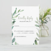 Botanische Aquarelloliven-Blätter Hochzeit RSVP Save The Date (Stehend Vorderseite)