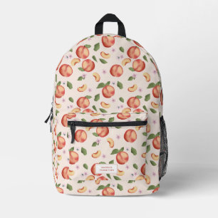 Botanische Aquarellpfirsiche & Blüten Bedruckter Rucksack