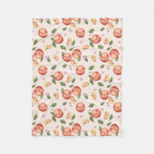 Botanische Aquarellpfirsiche & Blüten Fleecedecke (Vorderseite)