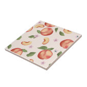 Botanische Aquarellpfirsiche & Blüten Fliese (Seite)