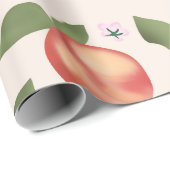Botanische Aquarellpfirsiche & Blüten Geschenkpapier (Rolleneckpunkt)