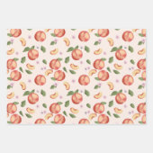 Botanische Aquarellpfirsiche & Blüten Geschenkpapier Set (Vorderseite 3)