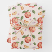 Botanische Aquarellpfirsiche & Blüten Geschenkpapier Set (Beispiel)