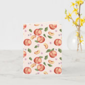 Botanische Aquarellpfirsiche & Blüten Karte (Gelbe Blume)