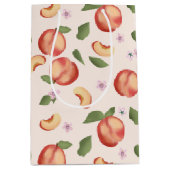 Botanische Aquarellpfirsiche & Blüten Mittlere Geschenktüte (Vorderseite)