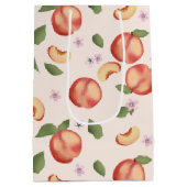 Botanische Aquarellpfirsiche & Blüten Mittlere Geschenktüte (Rückseite)