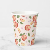 Botanische Aquarellpfirsiche & Blüten Pappbecher (Links)