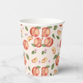 Botanische Aquarellpfirsiche & Blüten Pappbecher (Rechts)