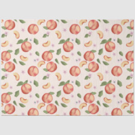 Botanische Aquarellpfirsiche & Blüten Seidenpapier