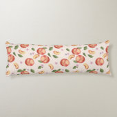 Botanische Aquarellpfirsiche & Blüten Seitenschläferkissen (Rückseite)