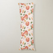 Botanische Aquarellpfirsiche & Blüten Seitenschläferkissen (Vorderseite Vertikal)