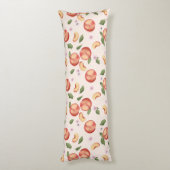 Botanische Aquarellpfirsiche & Blüten Seitenschläferkissen (Rückseite (Vertikal))