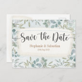Botanische Aquarellwiesen Save the Date Ankündigungspostkarte (Vorne/Hinten)