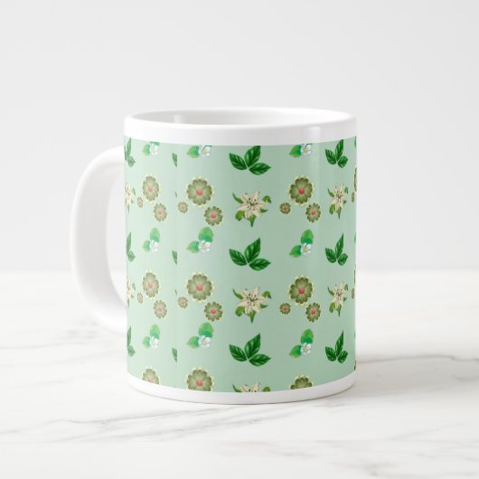 Botanische ästhetische Tasse - Grüner Blumencockta (Vorderseite Links)