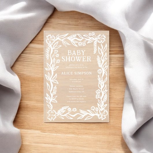 Botanische Babydusche Acryleinladungen