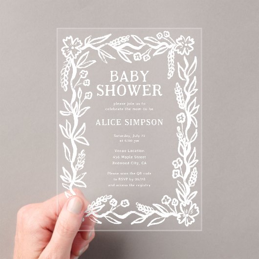 Botanische Babydusche Acryleinladungen (Insitu (Handheld))