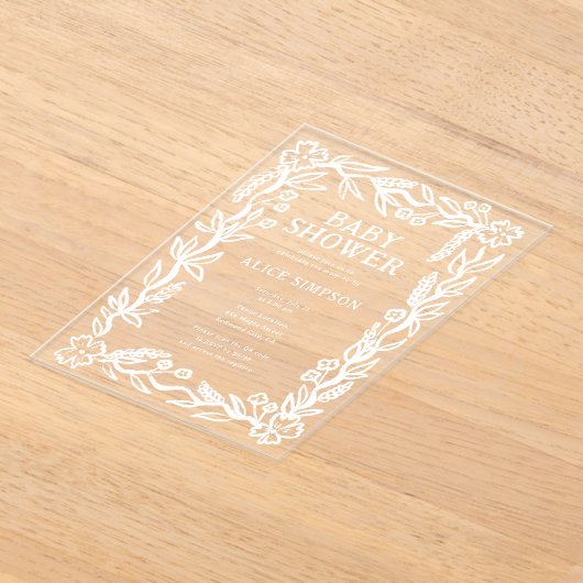 Botanische Babydusche Acryleinladungen (Ablage )