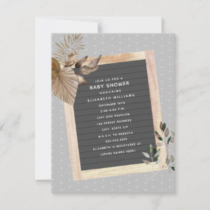 Botanische Babydusche auf Letterboard Einladung