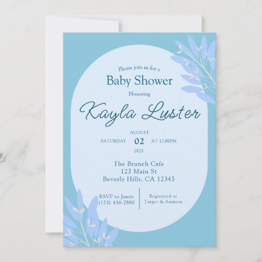 Botanische Babydusche Einladung (Vorderseite)