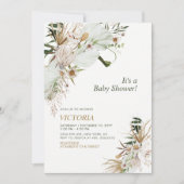 Botanische Babydusche mit grünem & goldenem Boho B Einladung (Vorderseite)