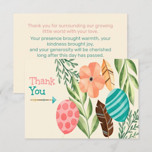 Botanische Babyparty Dankeskarte (Vorne/Hinten)