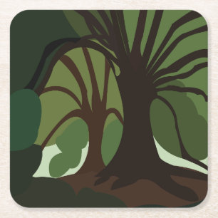 Botanische Bäume Rechteckiger Pappuntersetzer