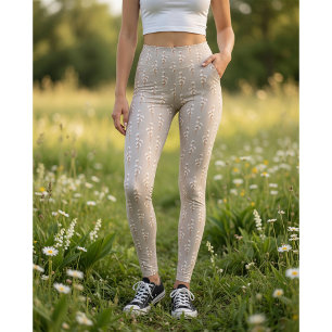 Botanische Baumwoll-Zweig-Druck-Leggings Leggings