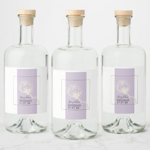 Botanische Baumwollpflanze Lavendel Hochzeit   Alkoholflaschenetikett