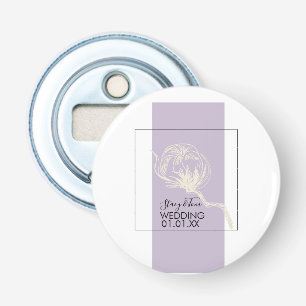 Botanische Baumwollpflanze Lavendel Hochzeit    Flaschenöffner