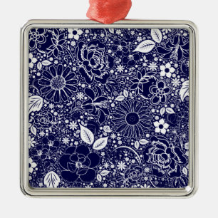 Botanische Beauties Blue Sq Premium Ornament