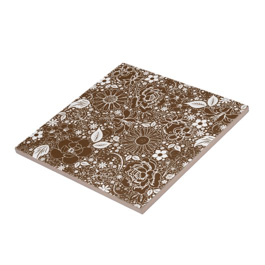 Botanische Beauties Brown Keramik Tile Fliese (Seite)