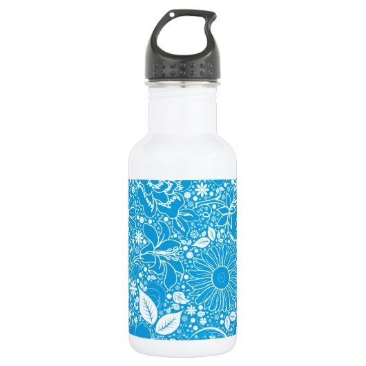 Botanische Beauties Light Blue Edelstahlflasche (Vorderseite)
