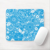 Botanische Beauties Light Blue Mouse Pad Mousepad (Mit Mouse)