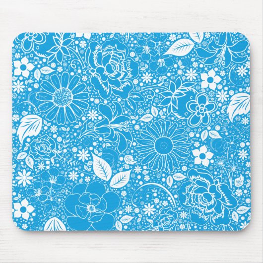 Botanische Beauties Light Blue Mouse Pad Mousepad (Vorne)