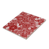 Botanische Beauties Rote Keramik Tile Fliese (Seite)