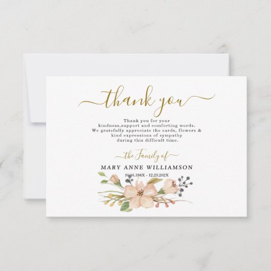 Botanische Beerdigung Dankeschön Karte (Vorderseite)