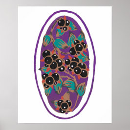 Botanische Beere, Art Déco-Blumenclipart Klein Poster