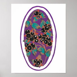 Botanische Beere, Art Déco-Blumenclipart Klein Poster