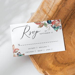 Botanische Beeren-Hochzeit   Aquarell-Herbstlaub RSVP Karte