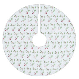 Botanische Beeren Moderne Weihnachtsfeiertage Grün Polyester Weihnachtsbaumdecke