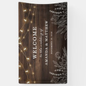 Botanische Begrüßung mit rustikalen String-Lichter Banner (Vertikal)