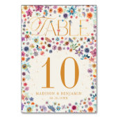 Botanische Beige Boho Blumenblume Hochzeit Tischnummer (Rückseite)