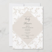 Botanische Beige Dekorative Leaf Babydusche Einladung (Vorderseite)