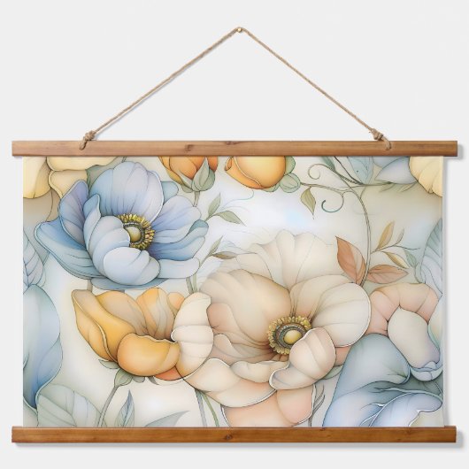 Botanische Beleuchtung Wandteppich Mit Holzrahmen (Vorne)