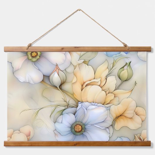 Botanische Beleuchtung Wandteppich Mit Holzrahmen (Vorne)