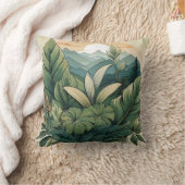 Botanische Bergkulisse mit Leaf-Detail Kissen (Decke)