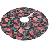 Botanische Berries Birds Winter Foliage Polyester Weihnachtsbaumdecke (Schrägansicht)