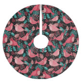 Botanische Berries Birds Winter Foliage Polyester Weihnachtsbaumdecke (Vorderseite)