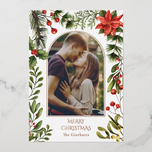 Botanische Berries Folien Feiertagskarte (Vorderseite)